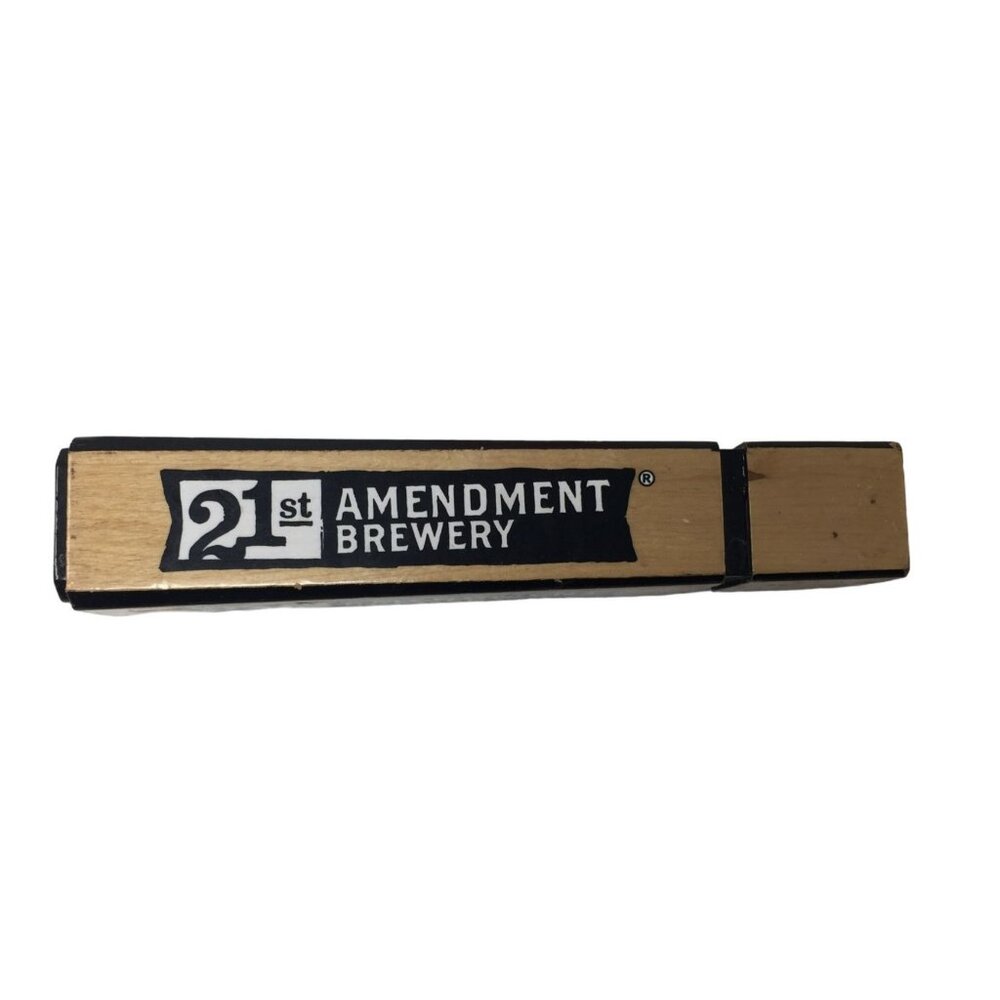 21st Amendment Brewery Wooden Beige/Black Beer Tap Handle